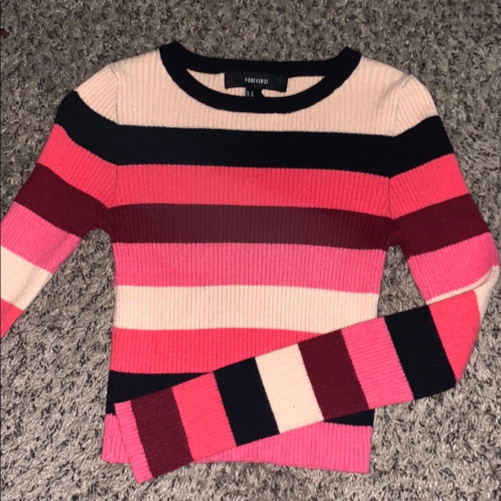 Cropped stripe sweater